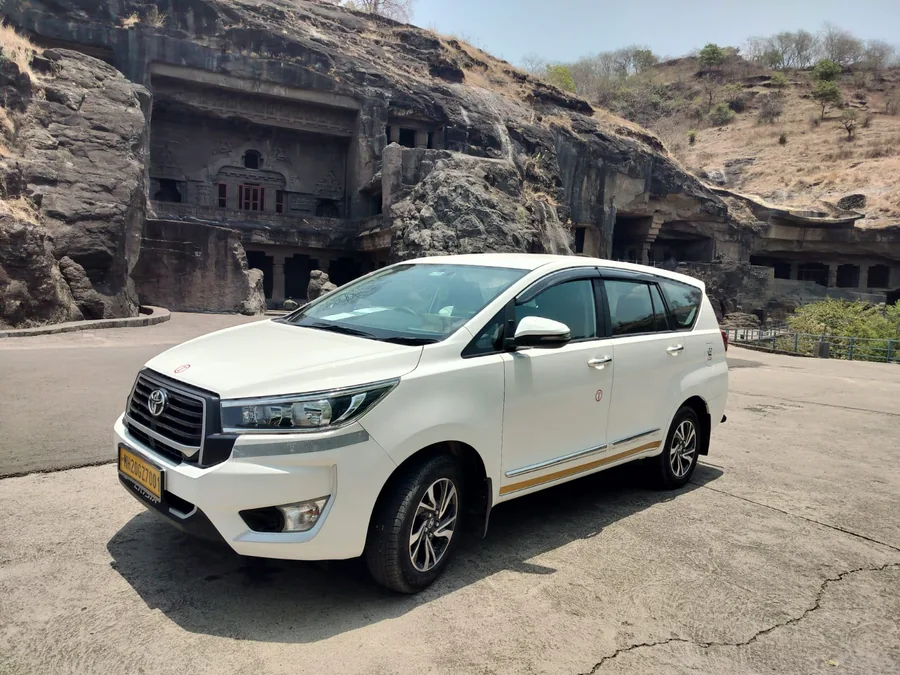 Our Innova Crysta on a tour at Ellora Caves